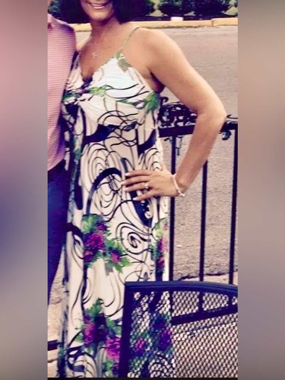 IB Diffusion Abstract Floral Twist Front Maxi Dress M